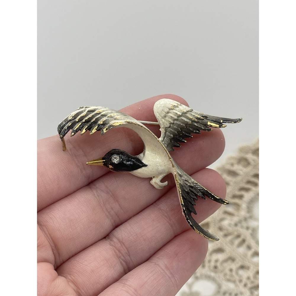 Vintage Mamselle Enameled Flying Duck Pin Brooch